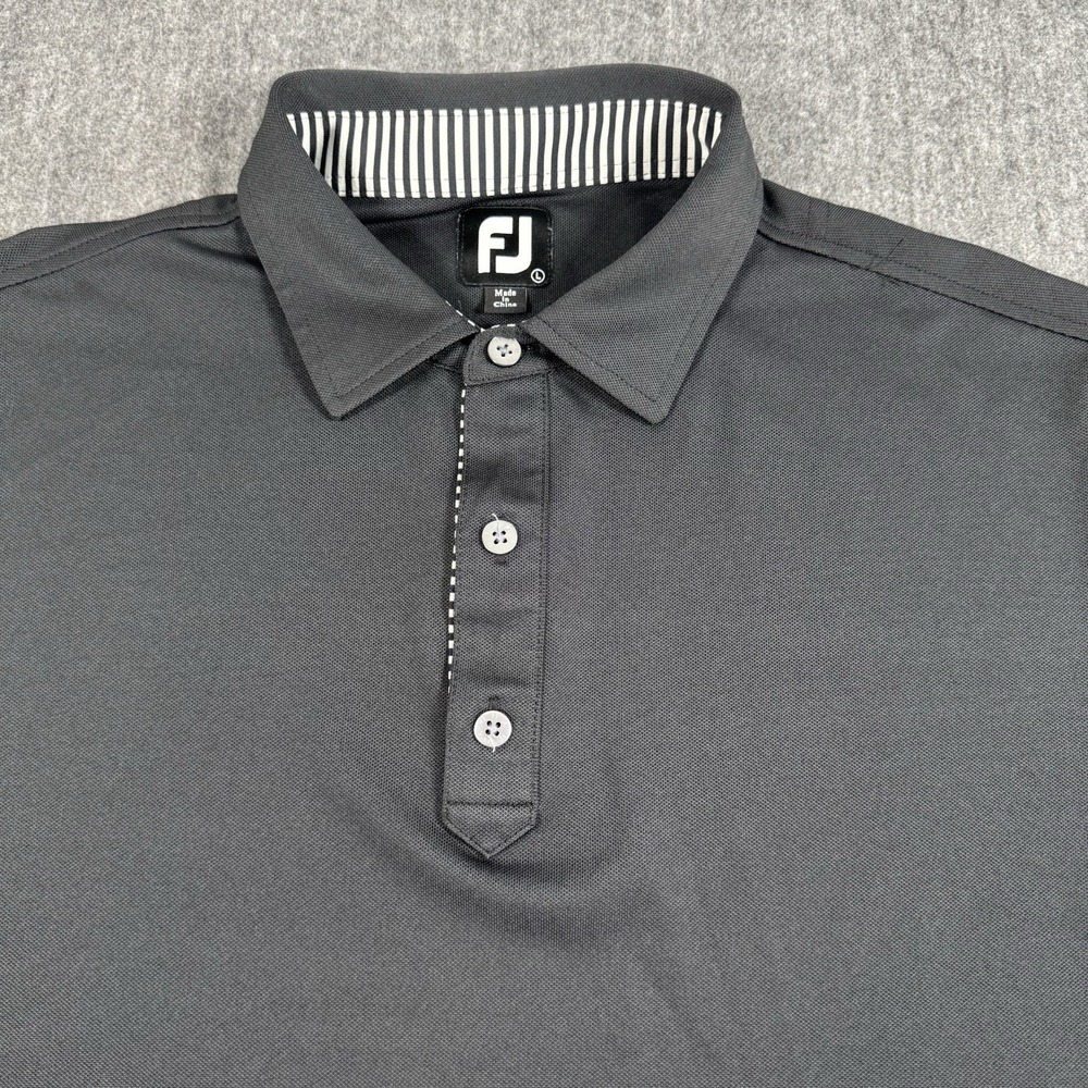 FootJoy FJ Men's Large Black Golf Polo Shirt Performance Short Sleeve